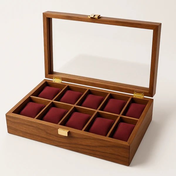 10 Watches – Golden Hinge – Glass Top - AlifdukanBUY AURA.PK types here :)