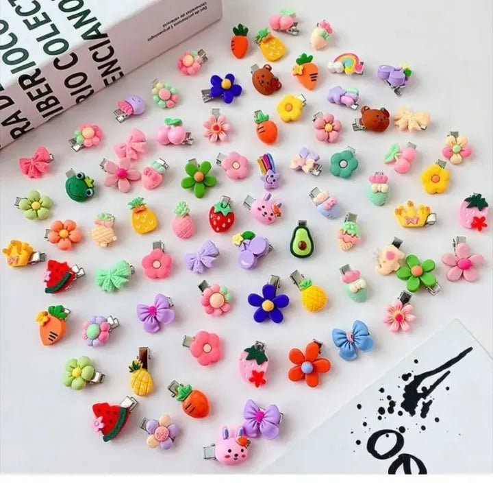 12 - Piece Trendy Korean Mini Pins for Girls – Cartoon Patterns, Casual Hair Accessories - AlifdukanAlifdukan types here :)