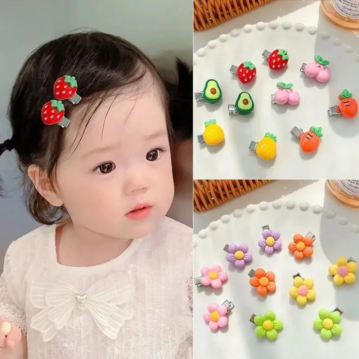 12 - Piece Trendy Korean Mini Pins for Girls – Cartoon Patterns, Casual Hair Accessories - AlifdukanAlifdukan types here :)
