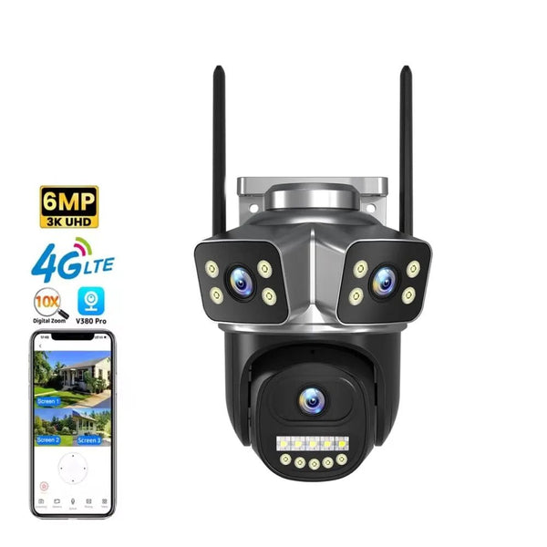 12MP 6K 3 Lens Smart Waterp roof Outdoor PTZ 360 IP Camera V380 Pro Wireless WiFi Surveil CCTV Security Network Camera - AlifdukanAlifdukan types here :)