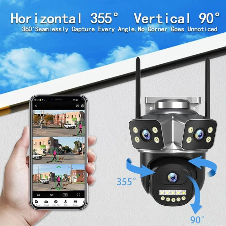 12MP 6K 3 Lens Smart Waterp roof Outdoor PTZ 360 IP Camera V380 Pro Wireless WiFi Surveil CCTV Security Network Camera - AlifdukanAlifdukan types here :)