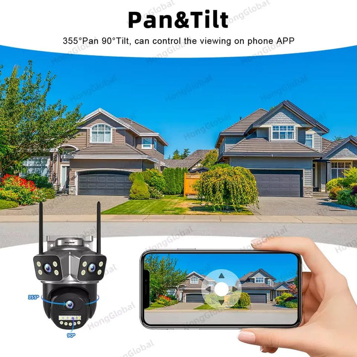 12MP 6K 3 Lens Smart Waterp roof Outdoor PTZ 360 IP Camera V380 Pro Wireless WiFi Surveil CCTV Security Network Camera - AlifdukanAlifdukan types here :)