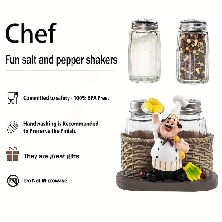 1pc Chef Glass Bottle Salt And Pepper Shaker - AlifdukanAlifdukan types here :)