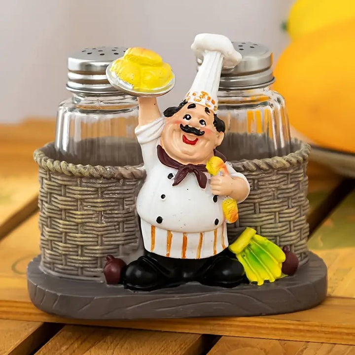 1pc Chef Glass Bottle Salt And Pepper Shaker - AlifdukanAlifdukan types here :)
