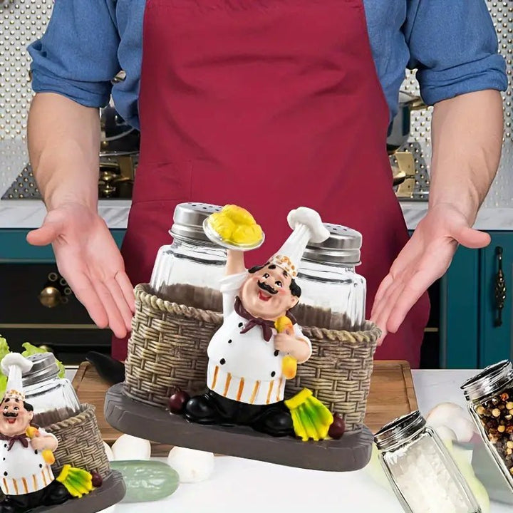 1pc Chef Glass Bottle Salt And Pepper Shaker - AlifdukanAlifdukan types here :)