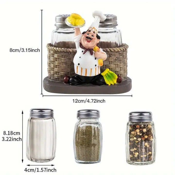 1pc Chef Glass Bottle Salt And Pepper Shaker - AlifdukanAlifdukan types here :)