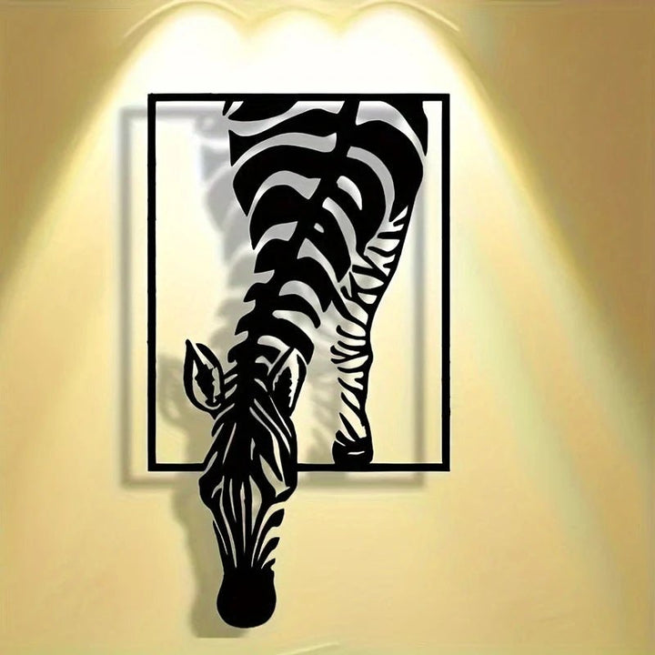 1pc Minimalist Zebra Metal Wall Art Sign - Black & White Iron Hanging Decor for Living Room, Office, Bedroom, Kitchen, Garden, Cafe, and More - Perfect Home Gift, Zebra Decor - AlifdukanMini Supplier types here :)