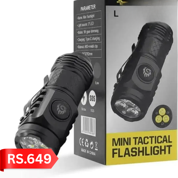 Three-Eyed Monster Rechargeable Torch, 82mm Portable Small Flashlight, 5 Modes Ultra-Bright Waterproof Flashlight, Suitable for Power Outages, Emergencies, Camping, Hiking, and Outdoor Use (black)
