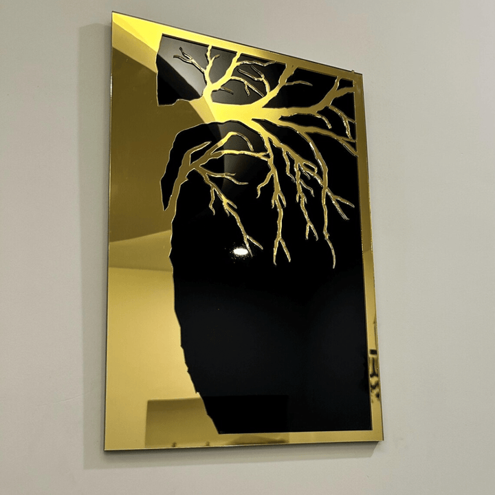 (24*16 inches ) Luxury Acrylic Wall Art | Gold & Black Tree Design | Gold Tree Branch Acrylic Wall Art | Modern Home Decor | Laser Cut Wall Hanging Panel - AlifdukanMini Supplier types here :)