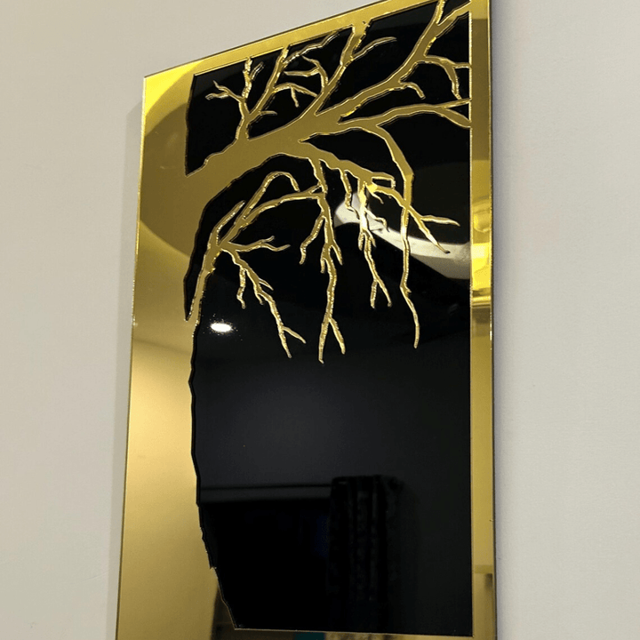 (24*16 inches ) Luxury Acrylic Wall Art | Gold & Black Tree Design | Gold Tree Branch Acrylic Wall Art | Modern Home Decor | Laser Cut Wall Hanging Panel - AlifdukanMini Supplier types here :)