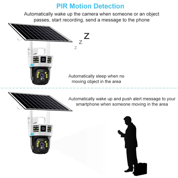 3 Screens Dual Lens V380 Pro 12MP 6K PTZ 4G SIM Card Solar Powered CCTV Security Camera Waterproof Solar PTZ Camera WIFI - AlifdukanBUY AURA.PK types here :)