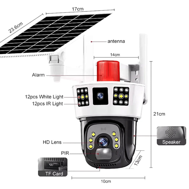 3 Screens Dual Lens V380 Pro 12MP 6K PTZ 4G SIM Card Solar Powered CCTV Security Camera Waterproof Solar PTZ Camera WIFI - AlifdukanBUY AURA.PK types here :)