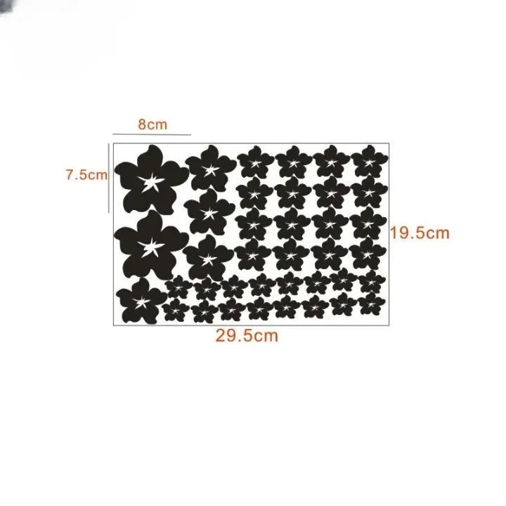 38pcs Hibiscus Flower Wall Stickers Set Mixed Size PVC Decals for Kids Bedroom, Living Room, and Home Decor - AlifdukanAlifdukan types here :)