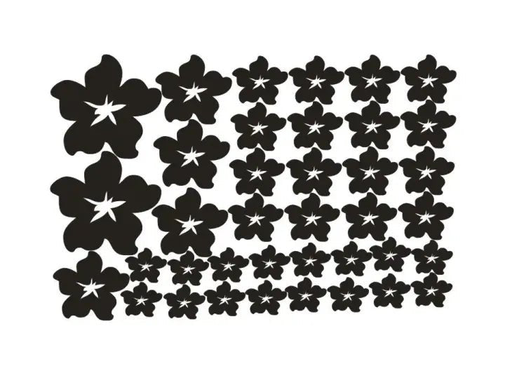 38pcs Hibiscus Flower Wall Stickers Set Mixed Size PVC Decals for Kids Bedroom, Living Room, and Home Decor - AlifdukanAlifdukan types here :)