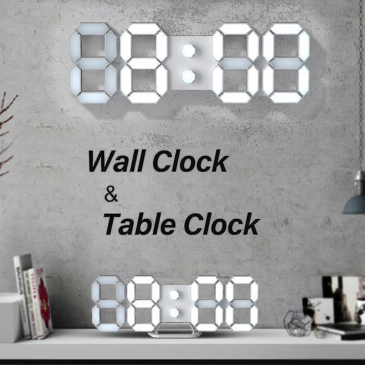 3D LED Digital Clock Snooze Bedroom Desk Alarm Clocks Hanging Wall Clock Calendar Thermometer Voice Control Backlight Time Temperature Display For Bedroom Office Living Room Home Decor Gift - AlifdukanAlifdukan types here :)