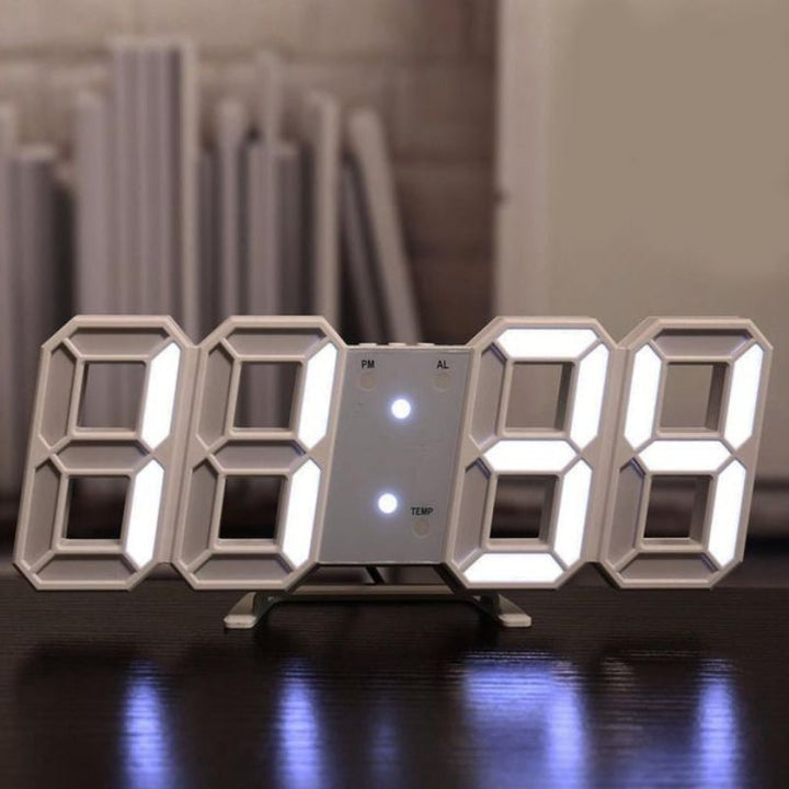 3D LED Digital Clock Snooze Bedroom Desk Alarm Clocks Hanging Wall Clock Calendar Thermometer Voice Control Backlight Time Temperature Display For Bedroom Office Living Room Home Decor Gift - AlifdukanAlifdukan types here :)
