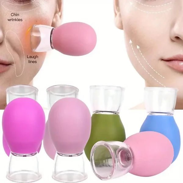  - 44% Silicone Face Cupping Set - Vacuum Suction Massage Cups for Muscle & Joint Relief, Skin Lifting - Fragrance Free, Portable & Removable, No Electricity Needed, Ideal for Chin & Laugh Lines, Beauty Cups|Durable Silicone - AlifdukanZY Store types here :)