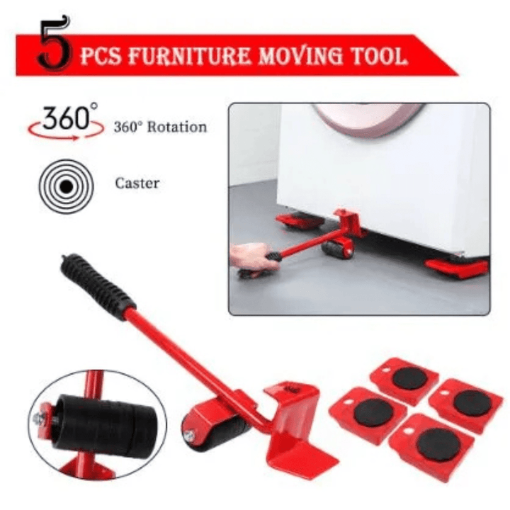 5 - in - 1 Heavy Duty Furniture Mover Tool Kit – Furniture Moving Wheels Set for Sofa, Cabinet, Bed, Desk | Moveable Tyres for Furniture, Lifter & Shifter Tool - AlifdukanAlifdukan types here :)