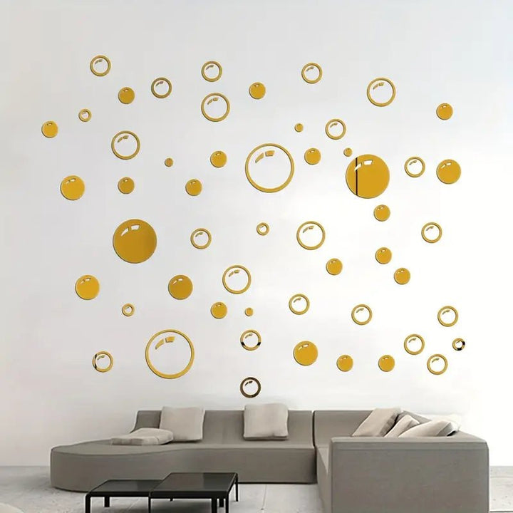 58pcs Acrylic Bubble Circle Mirror Wall Stickers 3D Self.