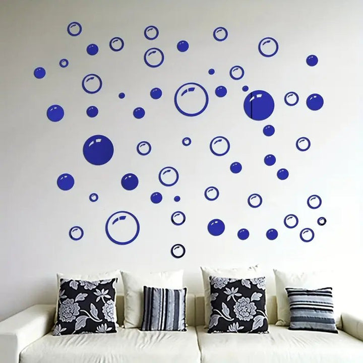 58pcs Acrylic Bubble Circle Mirror Wall Stickers 3D Self.