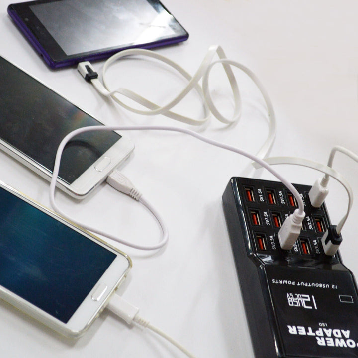 5V 12A 12 Port USB Quick Adapter Charger home Portable Or Wall Fast Charger - AlifdukanAlifdukan types here :)