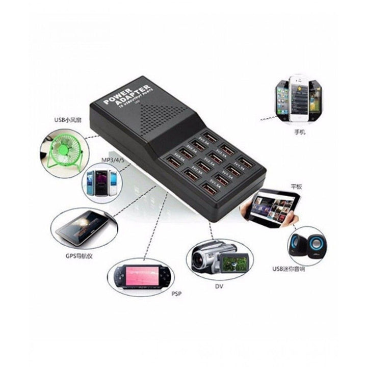 5V 12A 12 Port USB Quick Adapter Charger home Portable Or Wall Fast Charger - AlifdukanAlifdukan types here :)