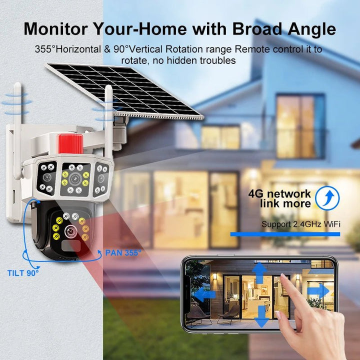 6MP Dome Camera New Design Outdoor Home Wireless Network Video Solar 360 2 Lens 4G PTZ Security Night Vision Two Way Audio - AlifdukanAlifdukan types here :)