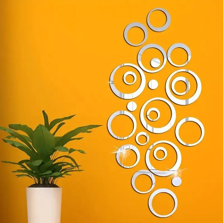 Acrylic Mirror Wall Sticker, 24pcs Set for Living Room Bedroom.