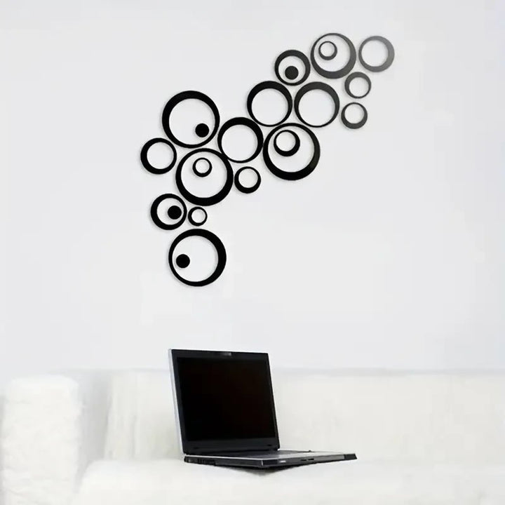 Acrylic Mirror Wall Sticker, 24pcs Set for Living Room Bedroom.