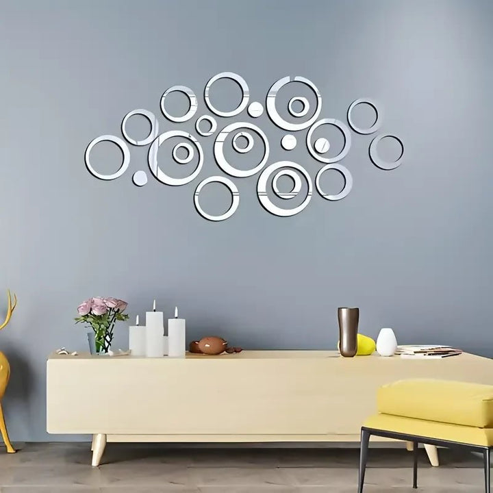 Acrylic Mirror Wall Sticker, 24pcs Set for Living Room Bedroom.