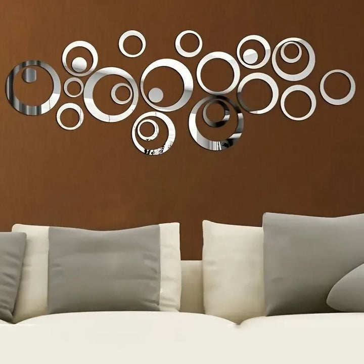 Acrylic Mirror Wall Sticker, 24pcs Set for Living Room Bedroom.