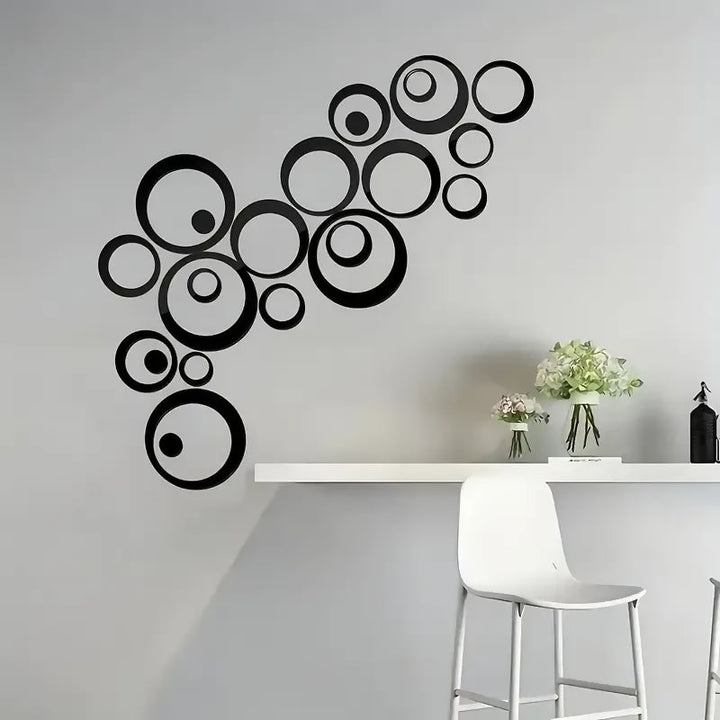 Acrylic Mirror Wall Sticker, 24pcs Set for Living Room Bedroom.