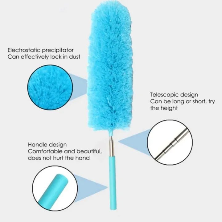 Adjustable Stretch Extend Microfiber Feather Duster Dusting Brush Stainless Steel Integrated Extension Rod Household Clean Tools 1Pcs - AlifdukanAlifdukan types here :)