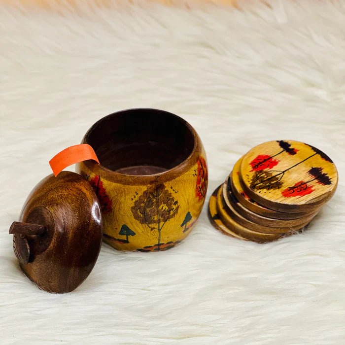 Apple Shaped Wooden Tea Coaster - AlifdukanAlifdukan types here :)