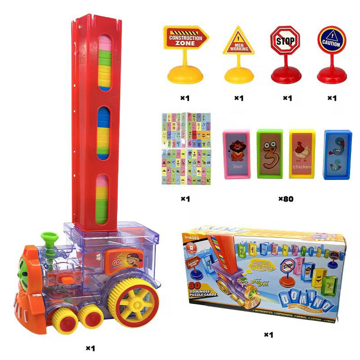 Automatic Laying Domino Train, Domino Toys with Light and Sound, Educational Building Blocks, DIY Plastic Domino Toy Set - AlifdukanToys Arena types here :)