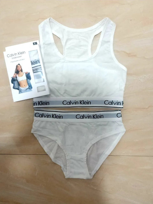 C - K Womens Sports Bra + Panty Set White - AlifdukanVogue Style types here :)