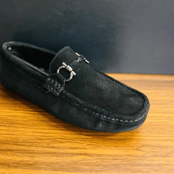 "Classic Black Suede Loafers with Silver Buckle – Modern Elegance" - Alifdukanstylebyalif types here :)