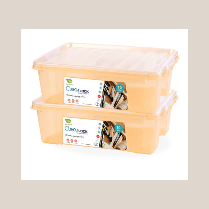 CLEAR LOCK STORAGE BOX 2 PC SET - L 10LTR - AlifdukanAlifdukan types here :)