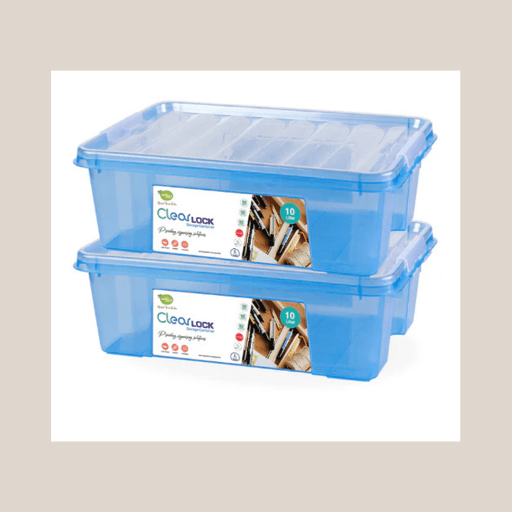 CLEAR LOCK STORAGE BOX 2 PC SET - L 10LTR - AlifdukanAlifdukan types here :)