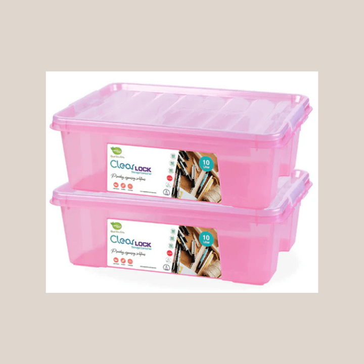 CLEAR LOCK STORAGE BOX 2 PC SET - L 10LTR - AlifdukanAlifdukan types here :)