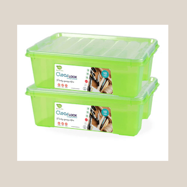 CLEAR LOCK STORAGE BOX 2 PC SET - L 10LTR - AlifdukanAlifdukan types here :)