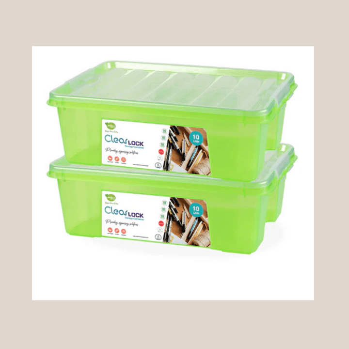CLEAR LOCK STORAGE BOX 2 PC SET - L 10LTR - AlifdukanAlifdukan types here :)