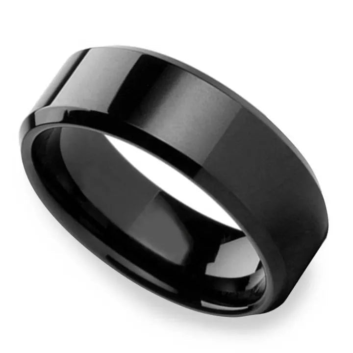 Combo Pack Of 3 Black Vertical Bar Necklace / Spinner Chain Ring And Titanium Ring For Boys /Necklace For Men - AlifdukanAlifdukan types here :)