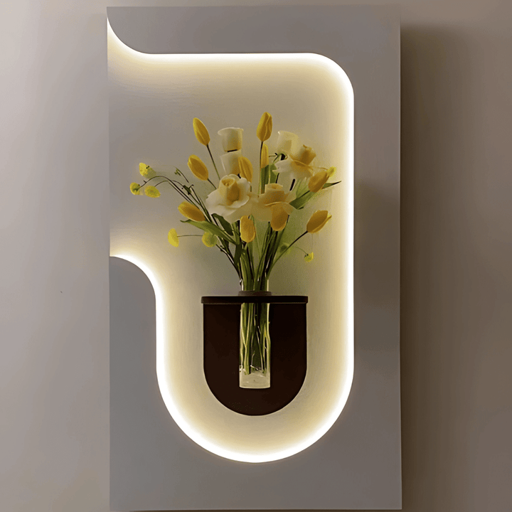 Contemporary LED Wall Frame with Glass Vase – Floral Wall Decor with Soft Backlight(24x18 Inches) - AlifdukanMini Supplier types here :)