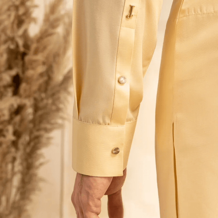 CREAM BLENDED SEMI - FORMAL KAMEEZ SHALWAR - AlifdukanAlifdukan types here :)