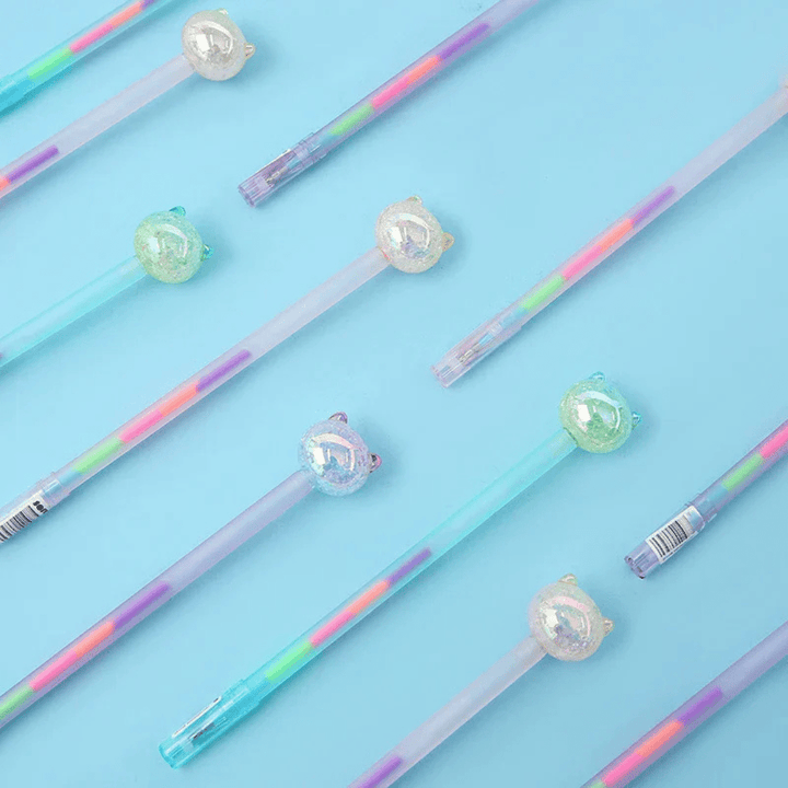 Cute Crystal Cat Rainbow Colors Glitter Gel Pen - AlifdukanAlifdukan types here :)