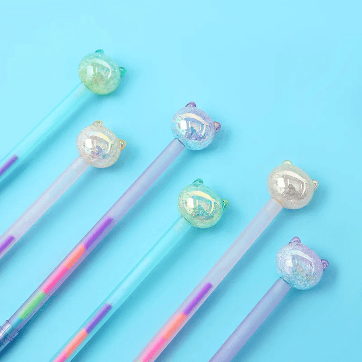 Cute Crystal Cat Rainbow Colors Glitter Gel Pen - AlifdukanAlifdukan types here :)