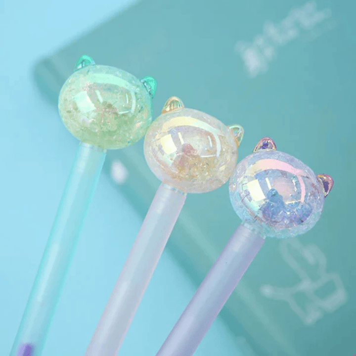 Cute Crystal Cat Rainbow Colors Glitter Gel Pen - AlifdukanAlifdukan types here :)