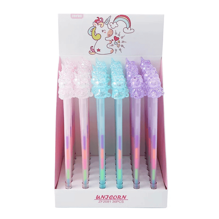 Cute Crystal Unicorn Rainbow Colors Glitter Gel Pen - AlifdukanAlifdukan types here :)