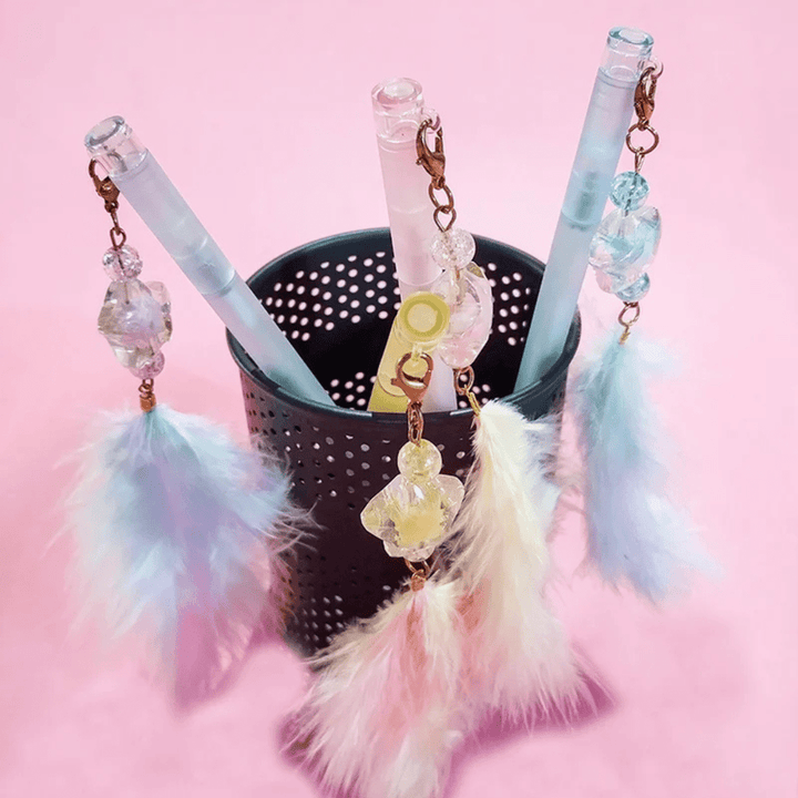 Cute Kawaii Feather Pendant Gel Pen - AlifdukanAlifdukan types here :)